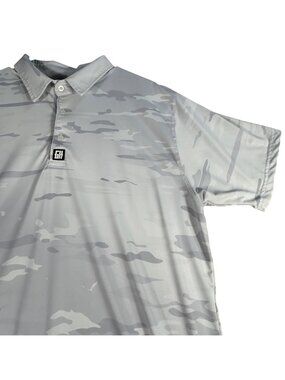 Greater Half Gray Camo Polo Shirt Men's L Light Golf Stretch Moisture Wicking